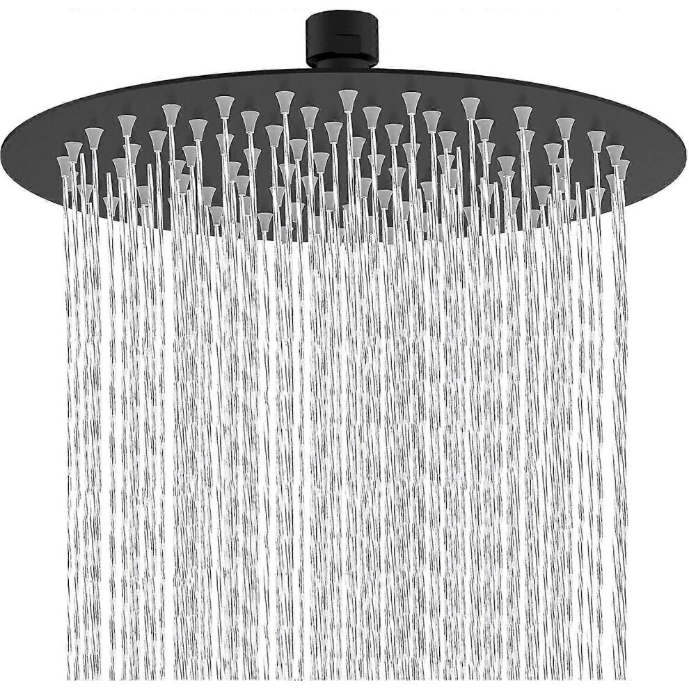 (As show, One size) 10 Inch Round Shower Head Fixed Shower Head 304 Stainless Steel Black 360 Rotatable Powerful High Pressure Spray Spray Bathroom Ba-image-OPC-PG8WK8Y-NEW