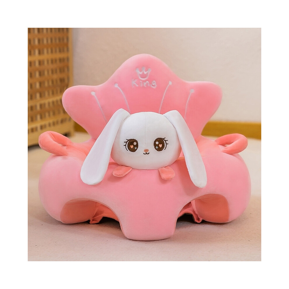 (Style1 rabbit) New Cute Baby Sofa Support Seat Cover Plush Chair Learn To Sit Comfortable Cartoon Toddler Nest Puff Wash No Stuffing Cradle