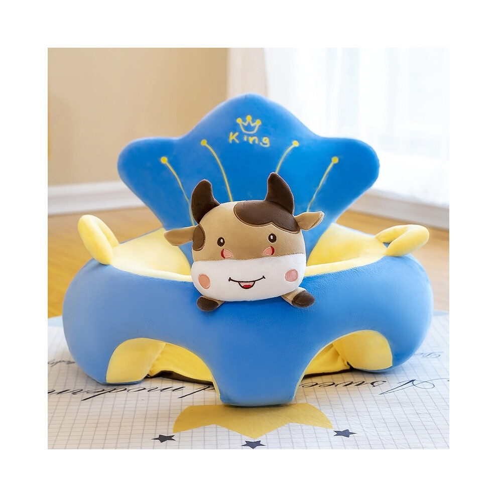 (Style1 Cow) New Cute Baby Sofa Support Seat Cover Plush Chair Learn To Sit Comfortable Cartoon Toddler Nest Puff Wash No Stuffing Cradle Skesrjtop