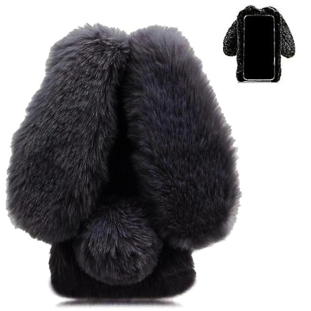 (Black) Case For Honor Magic7 Lite Plush Phone Case Cute Plush Rabbit Ears Autumn And Winter Black 764549510115