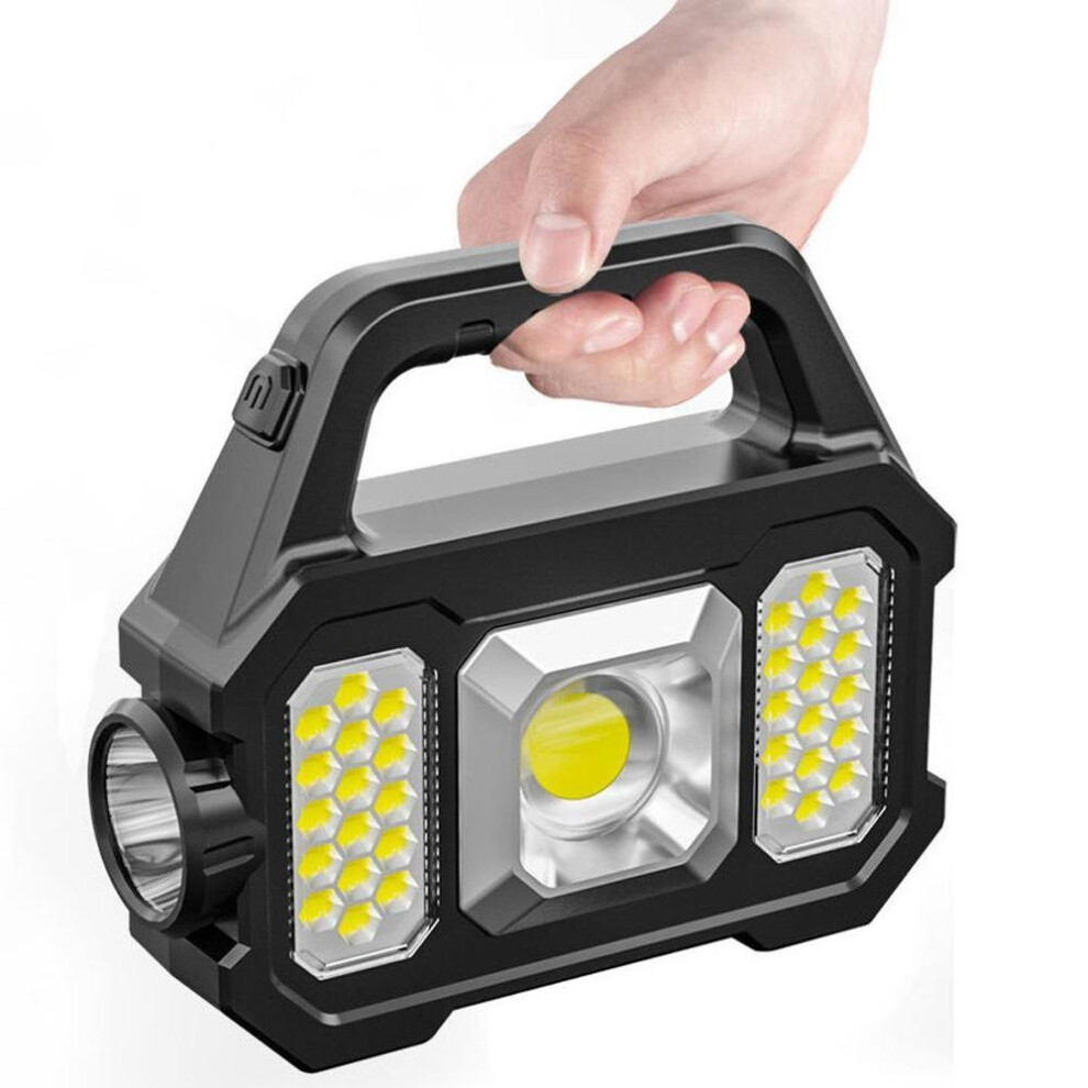 (black) Portable Led Spotlight Super Bright Led Work Light Searchlight Solar Usb Rechargeable For Outdoor Camping Lamp Led Flashlight