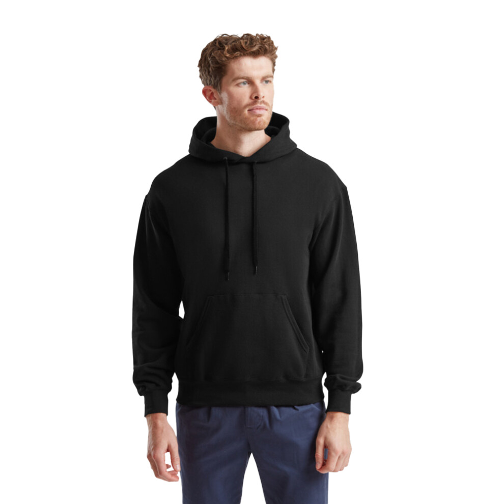 (S, Black) Fruit of the Loom Mens Cotton Hoodie