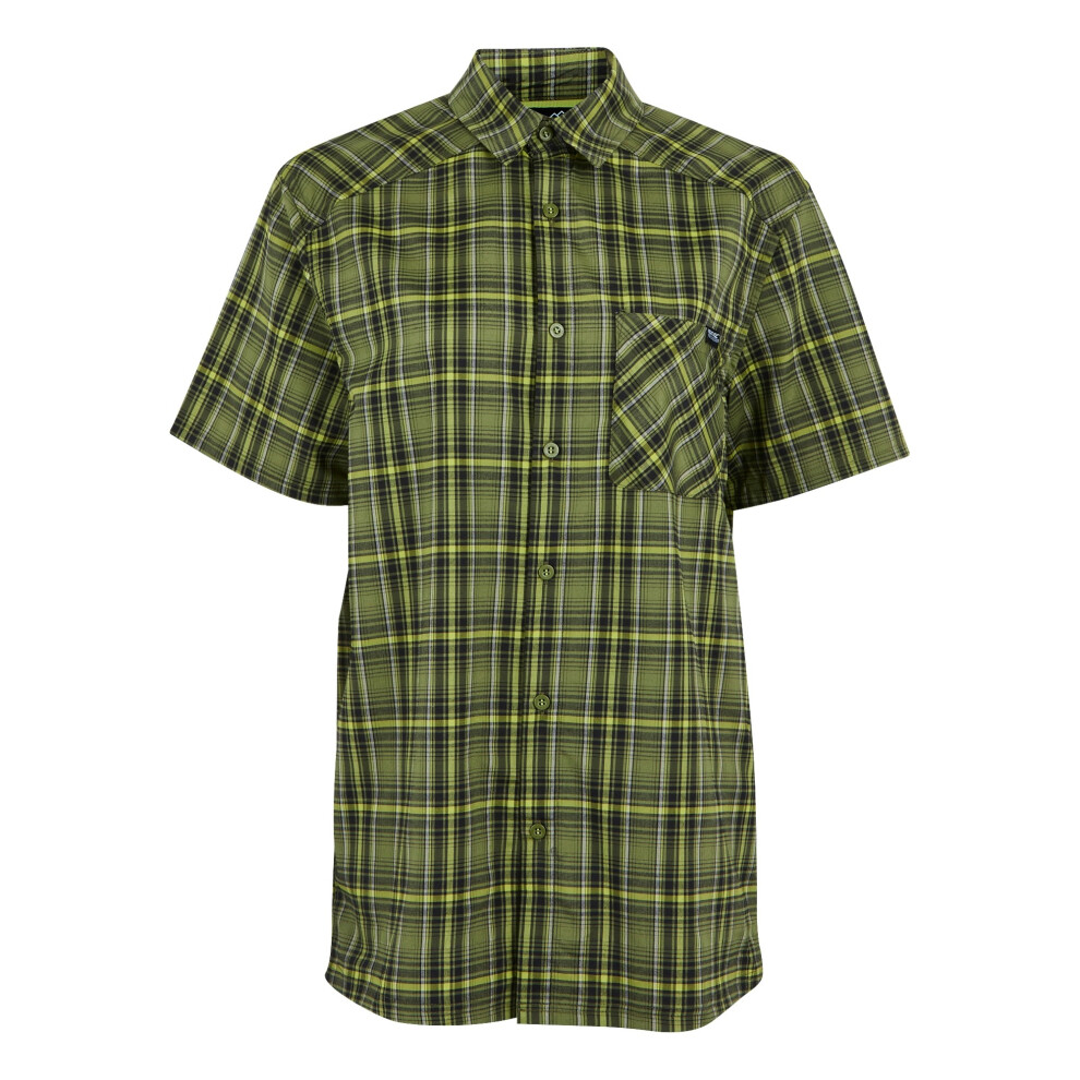 (S, Nephrite Green/Black) Regatta Mens Begarno Checked Short-Sleeved Shirt