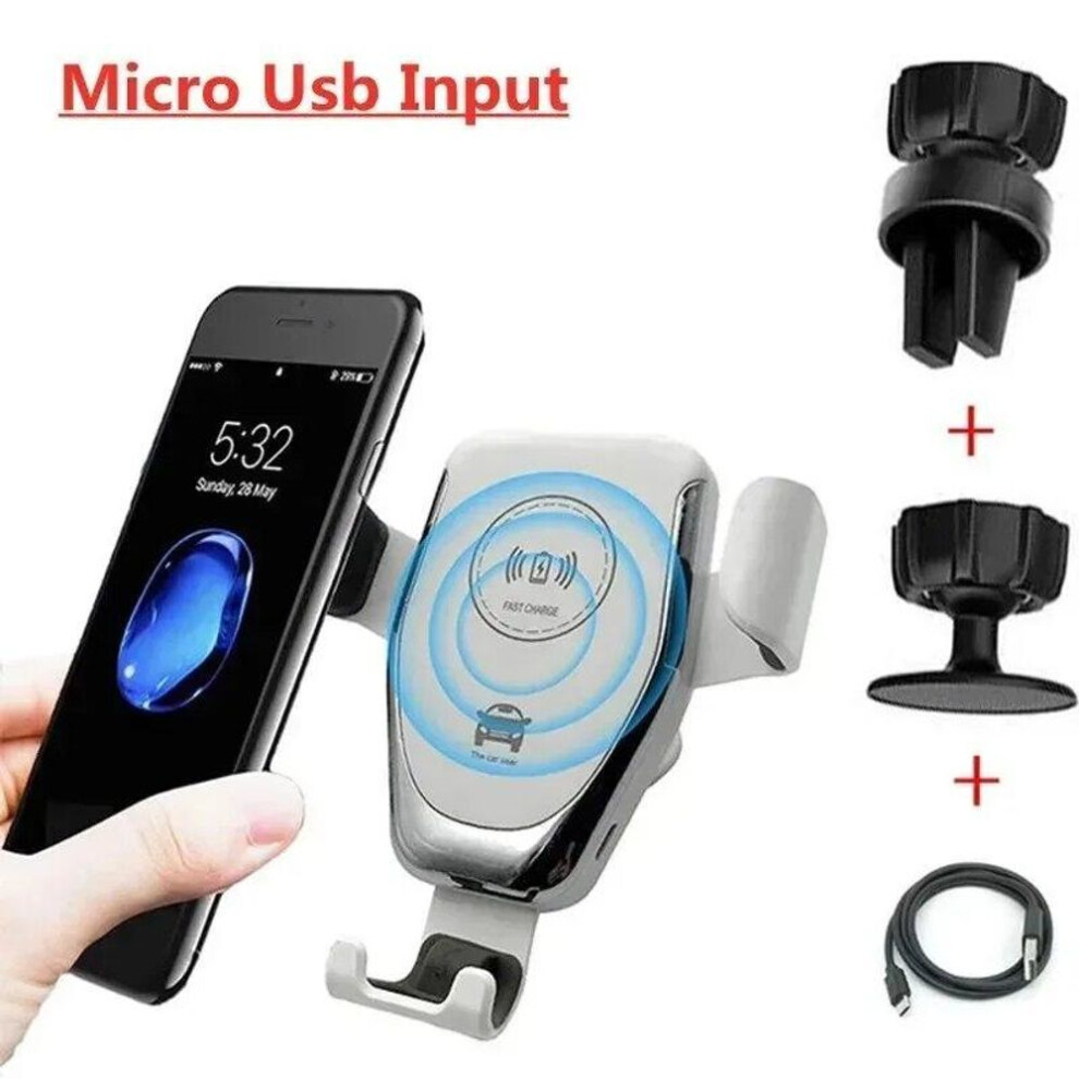 (white) 30W Car Wireless Fast Charger Air Vent Mount Phone Holder Wireless Charger Bracket for Samsung iPhone Huawei