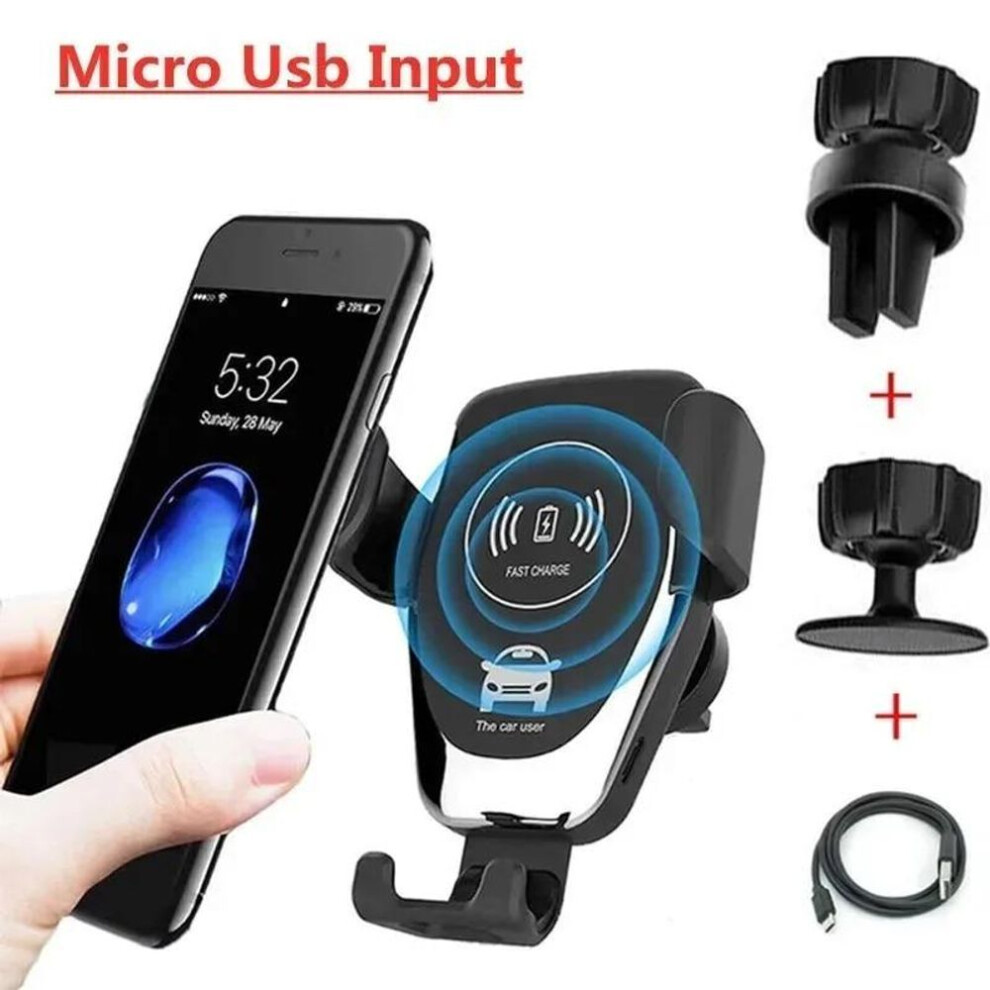 (black) 30W Car Wireless Fast Charger Air Vent Mount Phone Holder Wireless Charger Bracket for Samsung iPhone Huawei