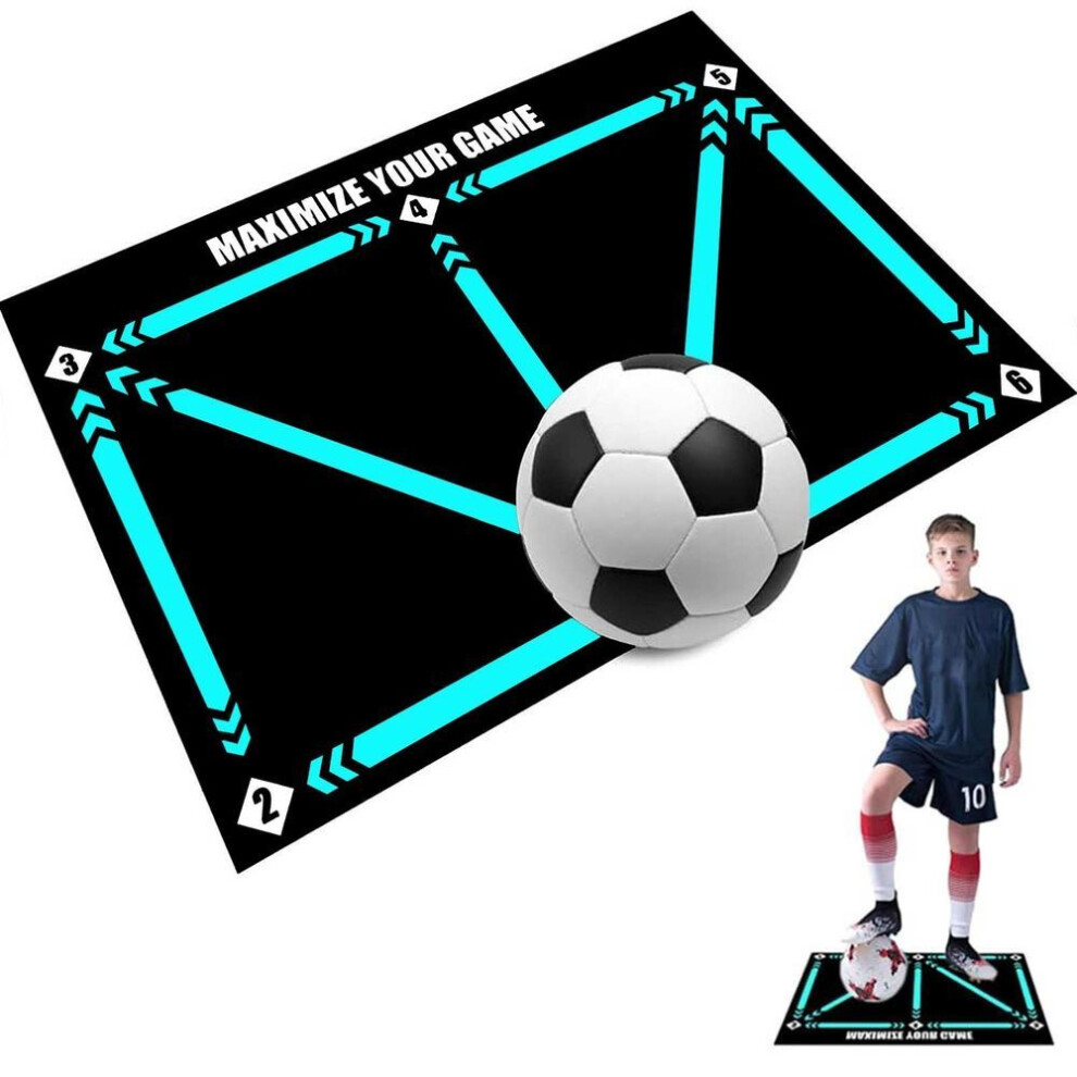 (cyan, One Size) Football Footstep Training Mat,Dribble Silent Auxiliary Props,Soccer Trainer, Wear Resistant Dribble Control  Soccer Training Aid Mat, Auxiliary Prop