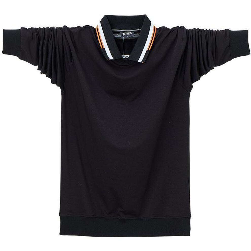 (black, XXL) Men&apos;s Loose Long Sleeve Polo Shirts Casual Basic Collared Shirts Lightweight Business Work Polo Tee Shirts For Men Spring Fall Golf Tops Plus Siz