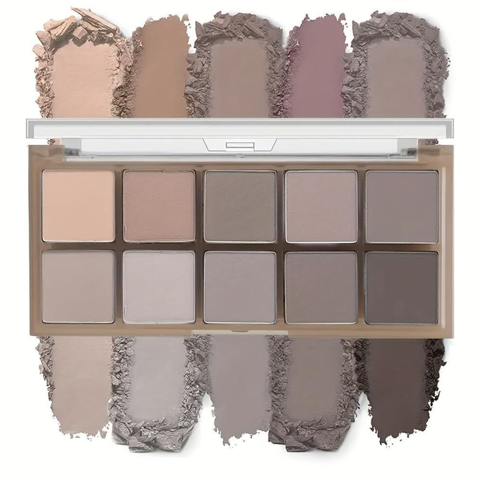 (4#) 10-color Smoky Eye Shadow Palette Long-lasting Matte & Shimmery Finish Black Brown Coral Pink Earth Tones For Face Contouring And Everyday Makeup