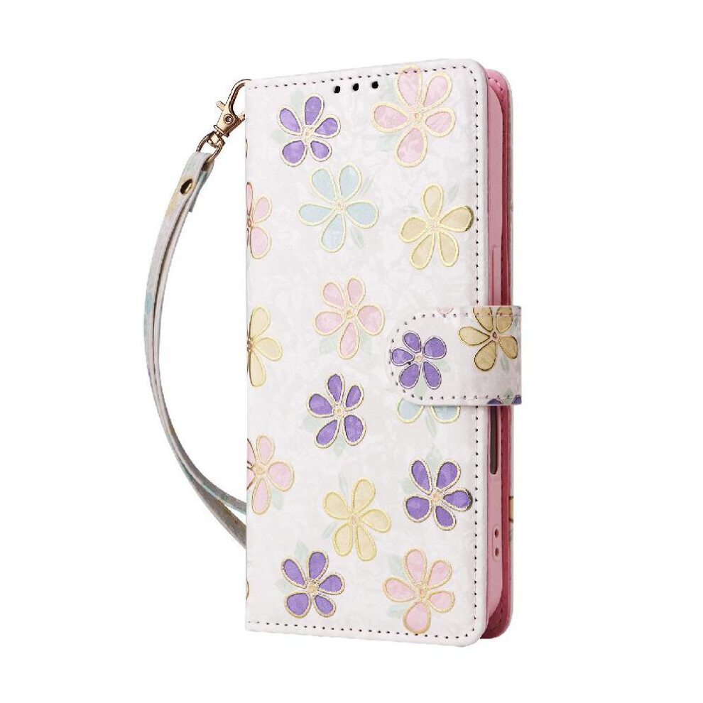 (C2) Compatible With Iphone 16E Wallet Phone Case Painted Flower Rfid Blocking 1 Bill Compartment 3 Card Slots Magnetic Closure 764549510351