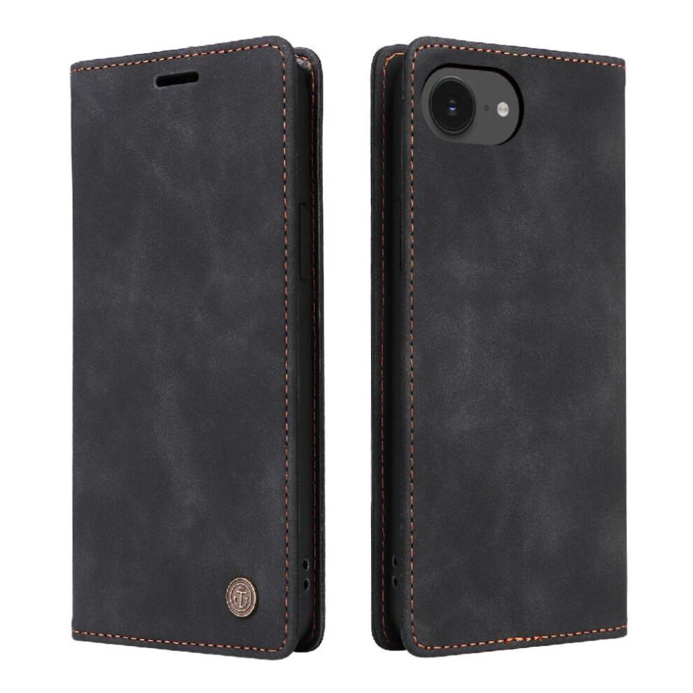 (Black) Flip Case For Iphone 16E Leather Case Simple Business Flip Cover Shockproof Wallet Black 764549510528