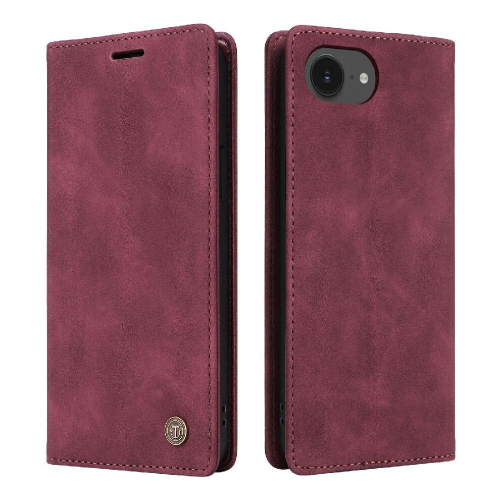 (Red) Flip Case For Iphone 16E Leather Case Simple Business Flip Cover Shockproof Wallet Red 764549510498