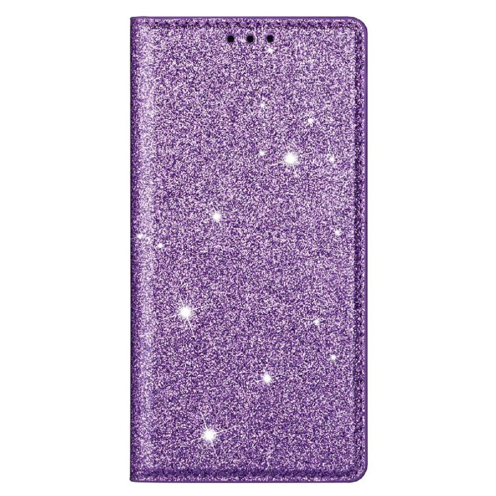 (Purple) Glitter Flip Case For Iphone 16E Pu Leather Magnetic Closure Card Holder Flip Case Wallet Purple 764549511105