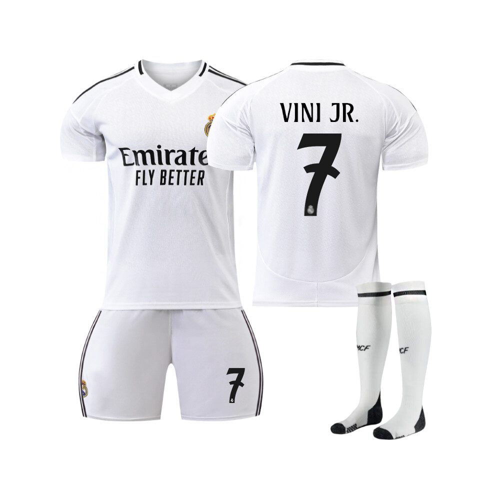 Qinyuchen (22(120-130Cm)) Comfortable 2425 Real Madrid Home Vini Jr. #7 Training Suit With Socks