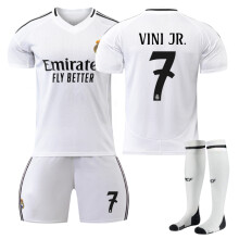 (28(150-160CM)) Comfortable 2425 Real Madrid Home VINI JR. #7 Training Suit With Socks