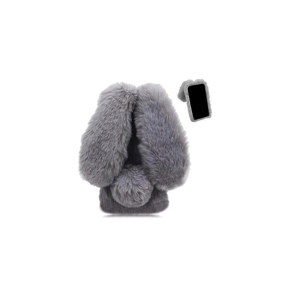 ( ) Case For Iphone 16E Cute Plush Rabbit Ears Plush Phone Case Autumn And Winter Gray 764549511853