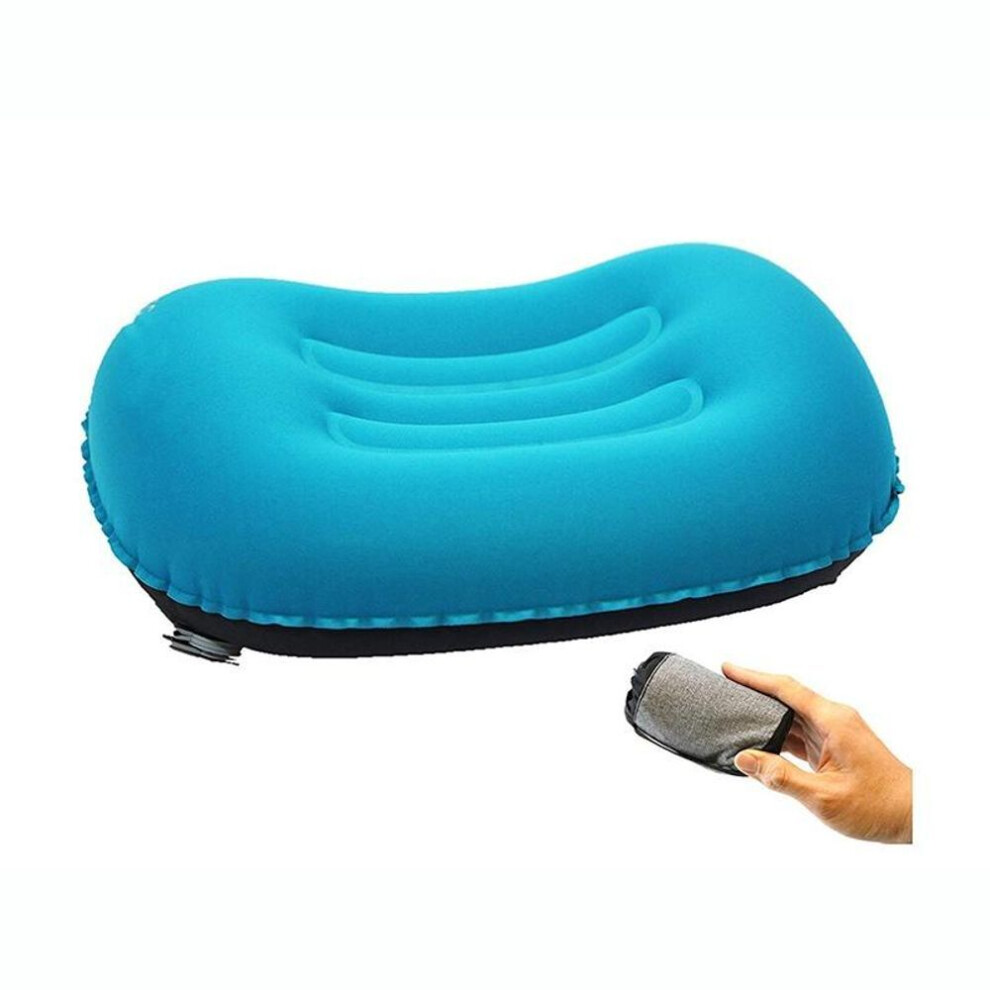(blue) Ultralight Inflatable Camping Travel Pillow-compressible, Compact, Comfortable, Ergonomic Inflating Pillows For Neck & Lumbar Support Camping Hiki