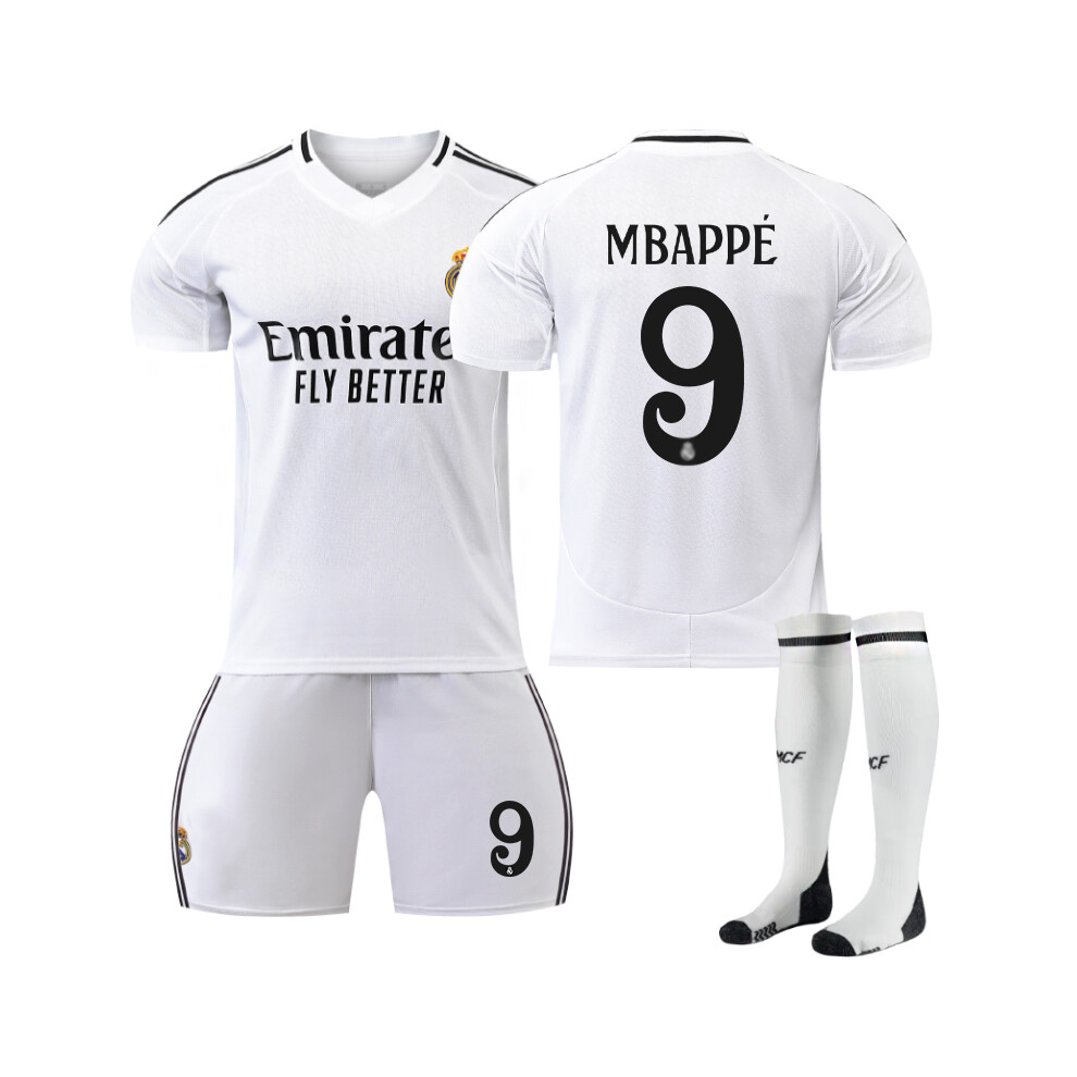 Qinyuchen (22(120-130Cm)) Comfortable 2425 Real Madrid Home Mbappé #9 Training Suit With Socks