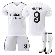 (26(140-150CM)) Comfortable 2425 Real Madrid Home MBAPPÉ #9 Training Suit With Socks