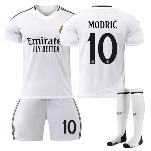 (26(140-150CM)) Comfortable 2425 Real Madrid Home MODRIC #10 Training Suit With Socks