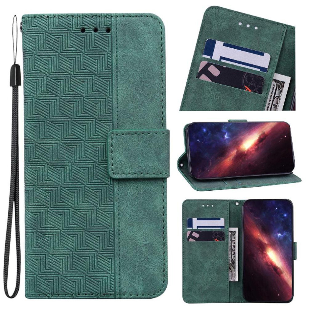 (Green) Flip Case For Iphone 16E Wallet Cover Flip Folio Geometric Embossed Kickstand Feature Premium Pu Leather Green 764549512454