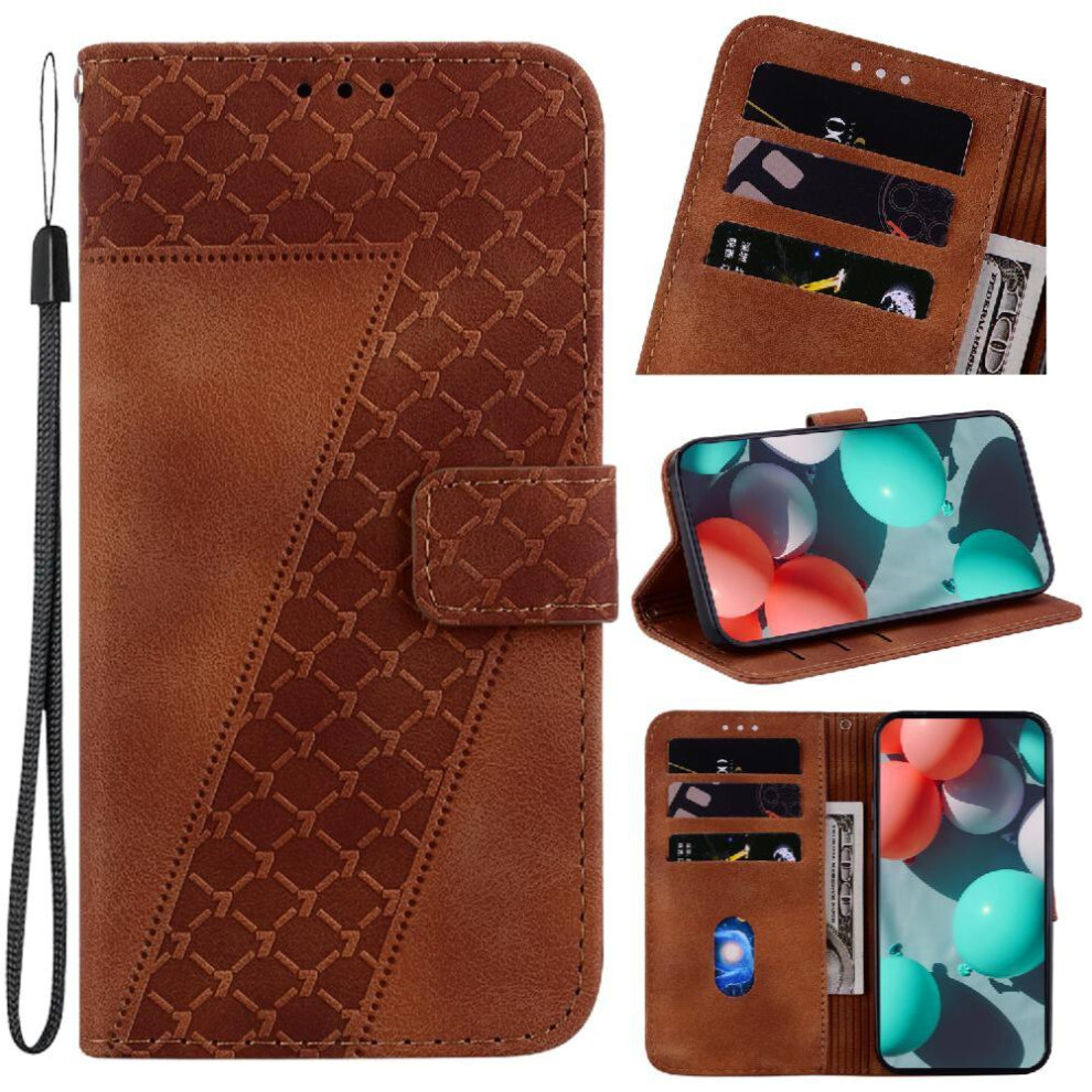 (Brown) Phone Case For Iphone 16E Pu Leather Flip Folio Cover Card Slot Function Wallet Embossed Pattern Brown 764549512560