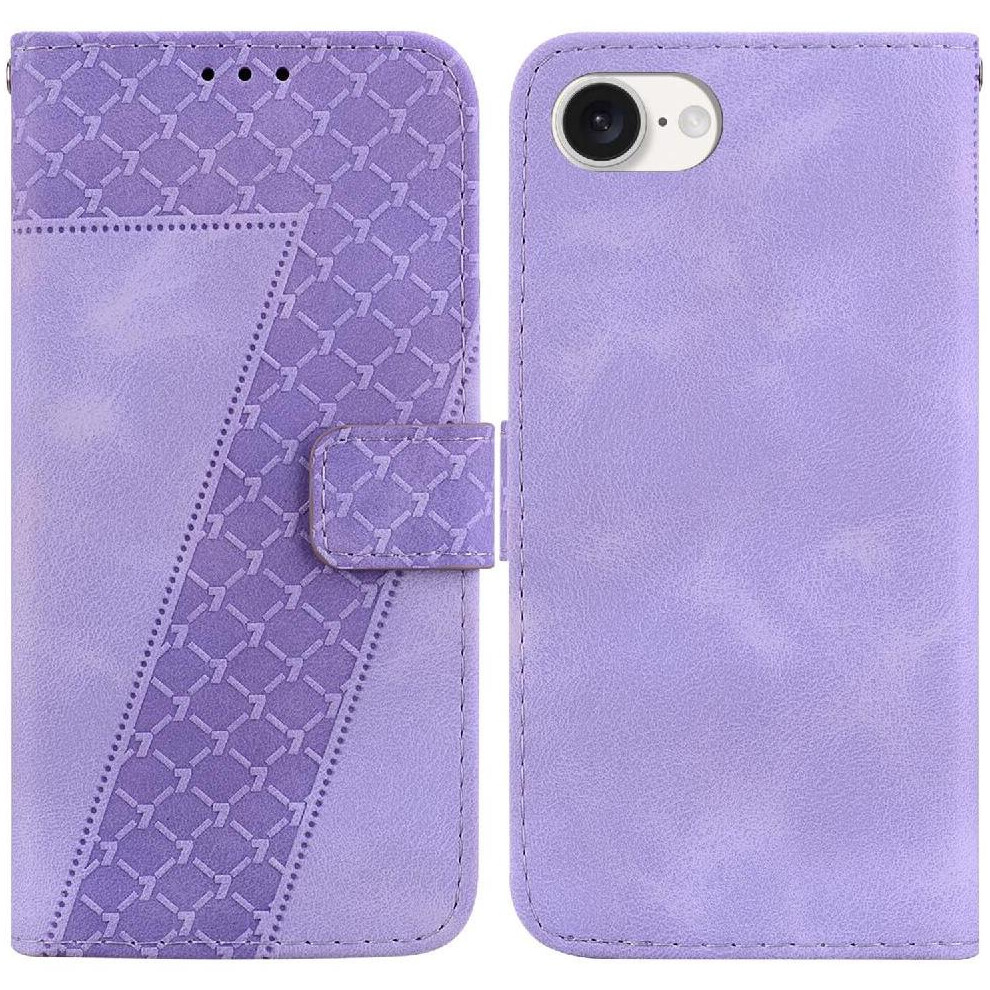 (Purple) Phone Case For Iphone 16E Pu Leather Flip Folio Cover Card Slot Function Wallet Embossed Pattern Purple 764549512553