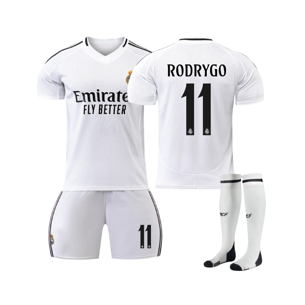Qinyuchen (28(150-160Cm)) Comfortable 2425 Real Madrid Home Rodrygo #11 Training Suit With Socks