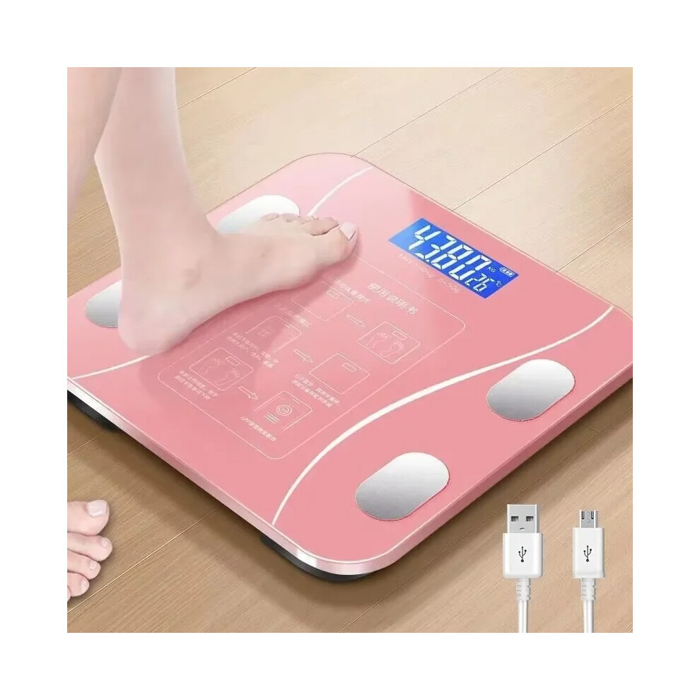 ( Charging Model) Digital Bathroom Scales For Body Weight, Weighing Scale Electronic Bath Scales Pink
