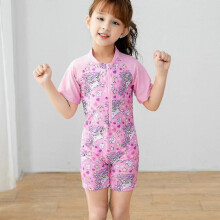 (7-8 Years, One size) Kids Girls Unicorn Swimsuit Short Sleeve Swimwear Swimming One Piece Costume