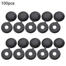 (Black, One size) 100Pcs/Pack Hinged Screw Cover Folding Plastic Screw Snap Covers Self-Tapping Screws Caps