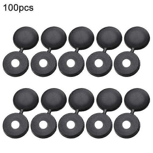 (Black, One size) 100Pcs/Pack Hinged Screw Cover Folding Plastic Screw Snap Covers Self-Tapping Screws Caps