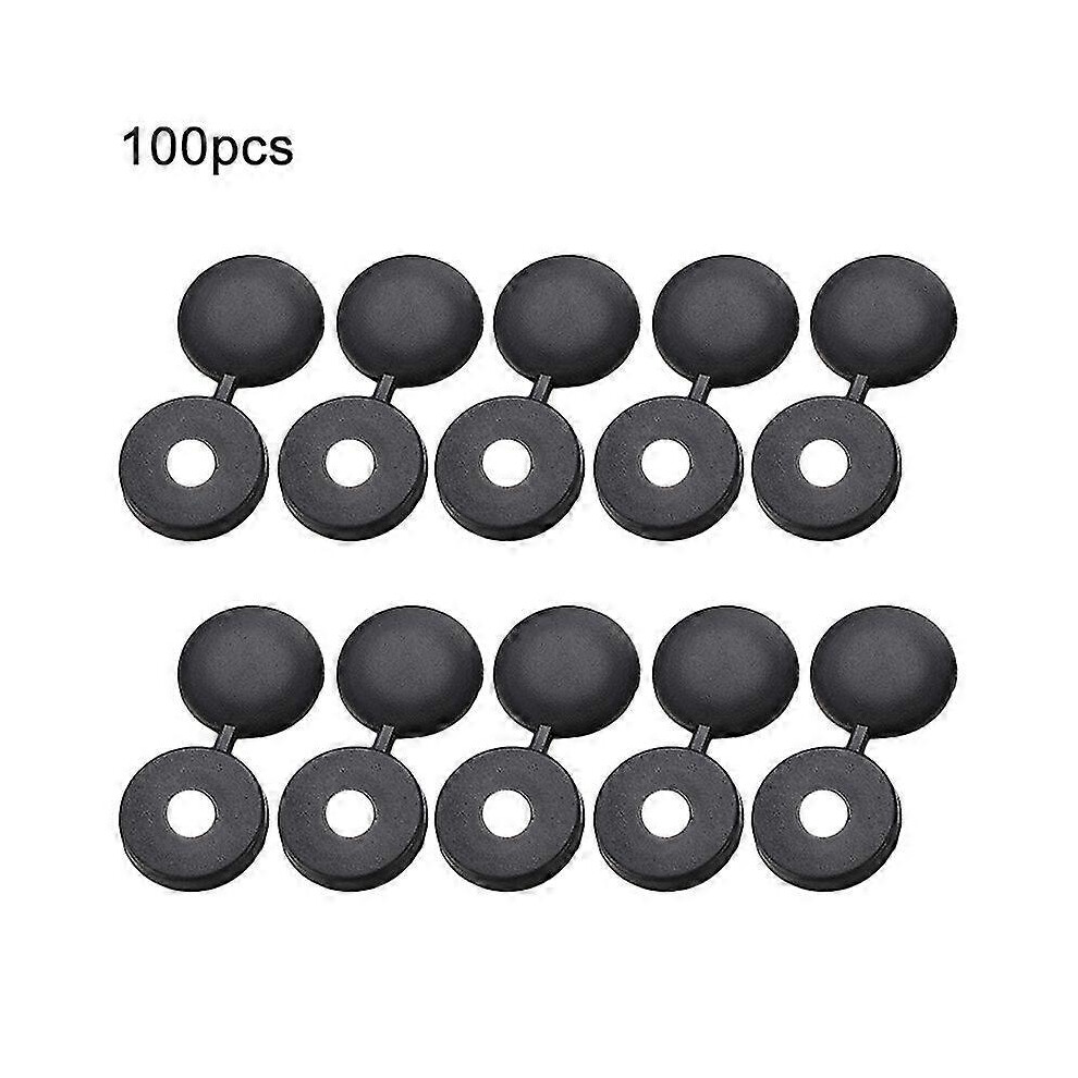 (Black, One Size) 100Pcs/Pack Hinged Screw Cover Folding Plastic Screw Snap Covers Self-Tapping Screws Caps 5063595988004