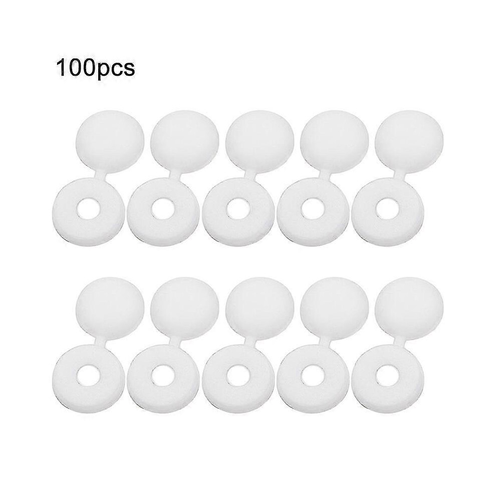 (White, One Size) 100Pcs/Pack Hinged Screw Cover Folding Plastic Screw Snap Covers Self-Tapping Screws Caps 5063595988042