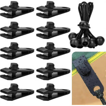 (As show, One size) 20 PCS Upgrade Large Tarp Clips with Ball Bungee Cords Locking Thumb Screw Clip for Awning Camping Plastic Tent Clips Tarp Clamps Tent Fastener Clips