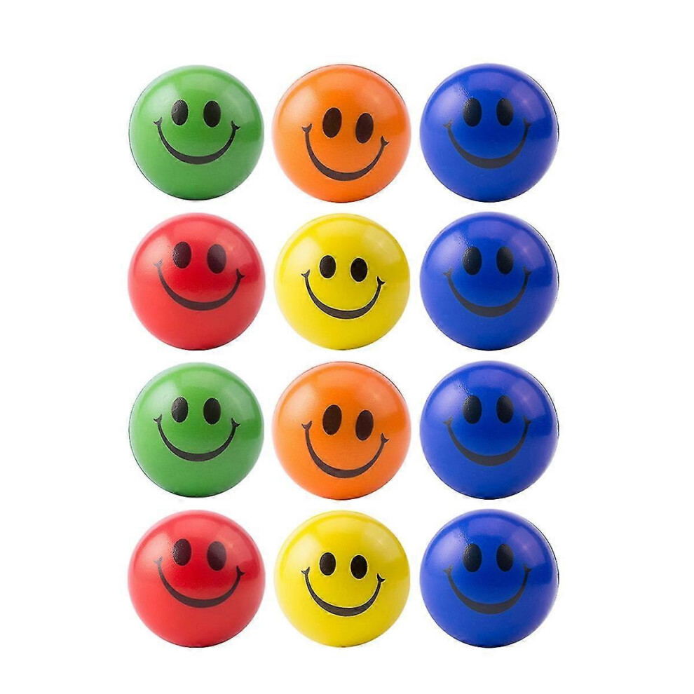 (As Show, One Size) 12 Pcs/Lot 6.3Cm Smile Face Foam Ball Squeeze Stress Ball Relief Toy Hand Wrist Exercise Toy Balls For Children Adult 5062994758454