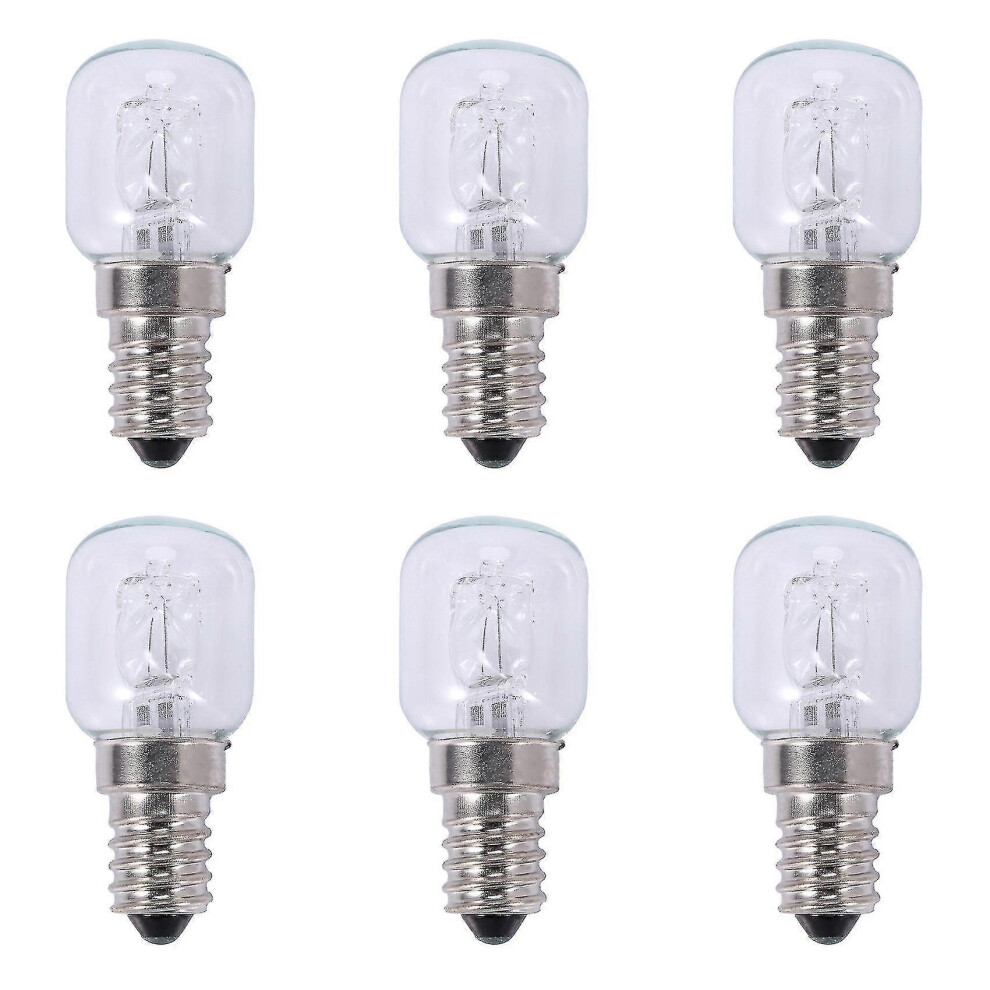 (As Show, One Size) 6X E14 High Temperature Bulb 500 Degrees 25W Halogen Bubble Oven Bulb E14 250V 25W Quartz Bulb 5062994777653