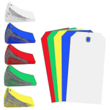 (100 PCS-BLUE, One size) 100PCS 6x12cm Plastic Shipping Tags Colorful Blank Labeling Tags Waterproof