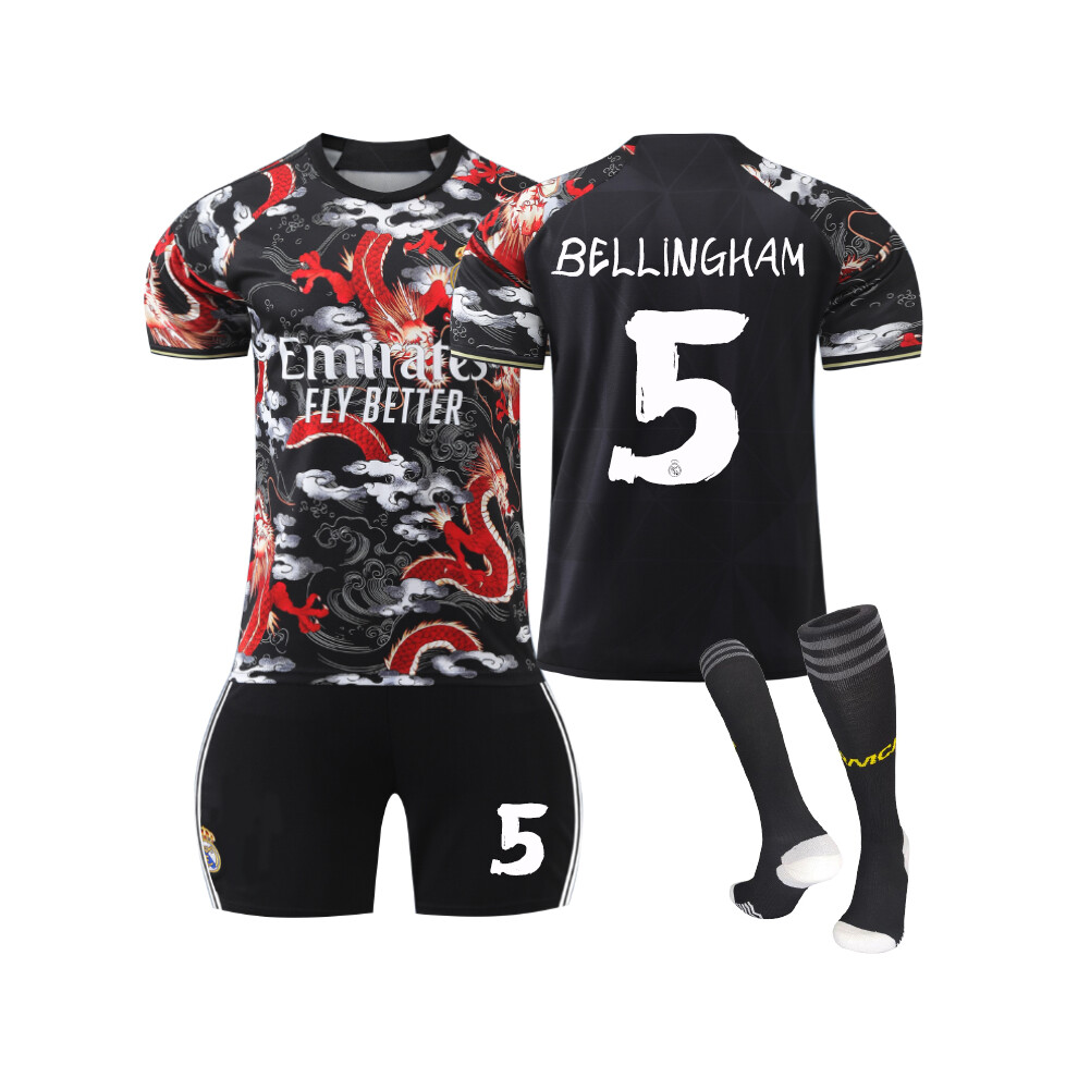 Qinyuchen (S(165-170Cm)) Comfortable 2425 Real Madrid Dragon Special Edition Bellingham #5 Training Suit With Socks
