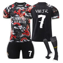 (22(120-130CM)) Comfortable 2425 Real Madrid Dragon Special Edition VINI JR. #7 Training Suit With Socks