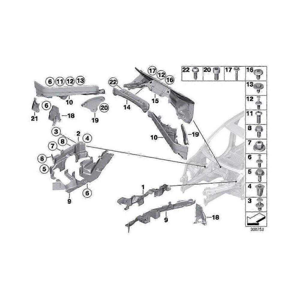 (As Show, One Size) 3Pcs Engine Compartment Partition Bulkhead Panel Kit For X5 E70 X6 E71 E72 51717169419 51717169420 5062994764714