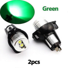 (green, One size) LED Car Angel Eyes Marker Lights Bulbs error free For BMW E90 E91 2005-2008 20W White Red Yellow Blue Green