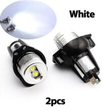 (WHITE, One size) LED Car Angel Eyes Marker Lights Bulbs error free For BMW E90 E91 2005-2008 20W White Red Yellow Blue Green