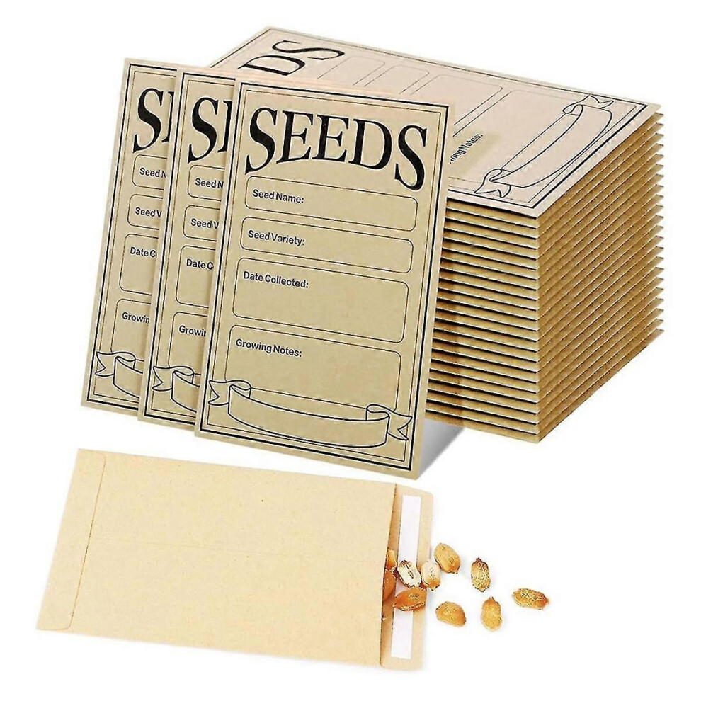(As Show, One Size) 100Pcs Seed Packets Envelopes: Self Sealing Kraft Small Seed Envelopes For Seed Storage Resealable 5063595989063