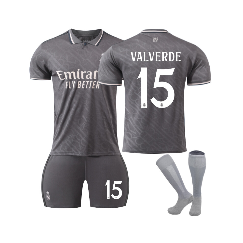 Qinyuchen (M(170-175Cm)) Comfortable 2425 Real Madrid Third Valverde #15 Training Suit With Socks