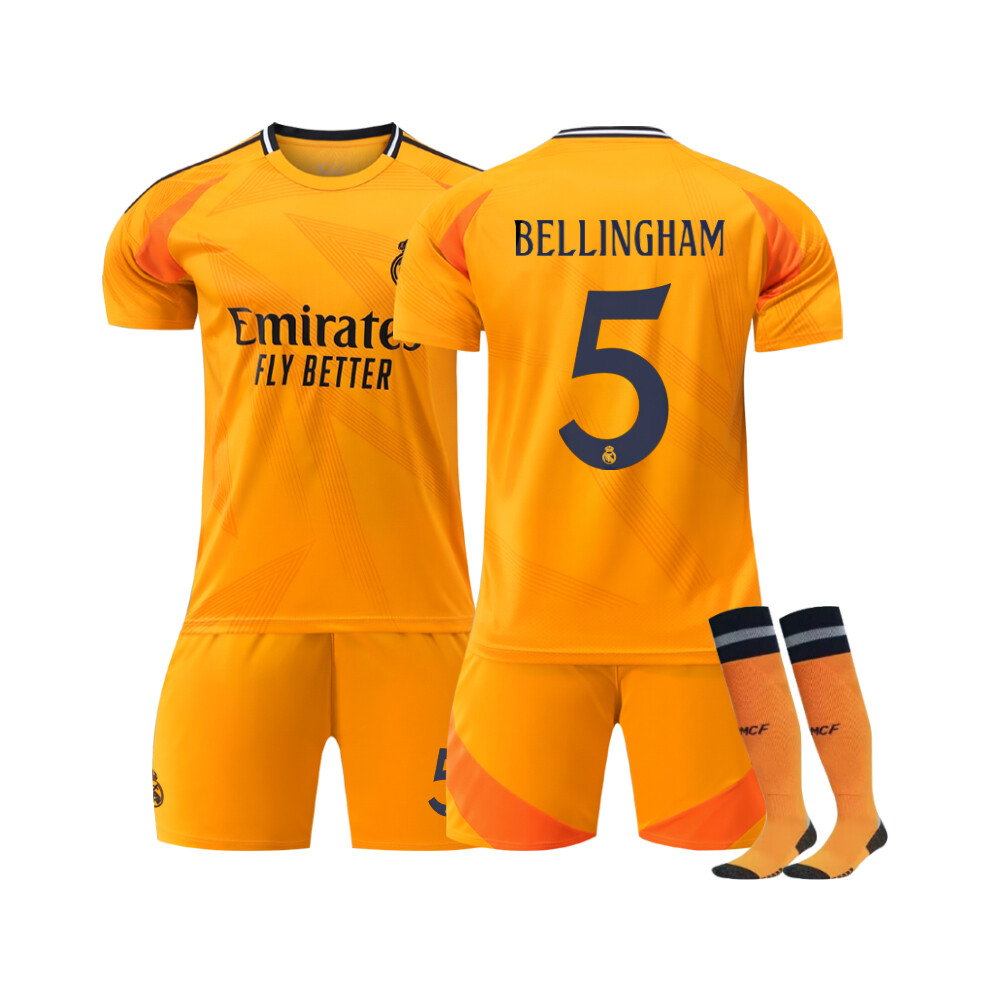 Qinyuchen (S(165-170Cm)) Comfortable 2425 Real Madrid Away Bellingham #5 Training Suit With Socks