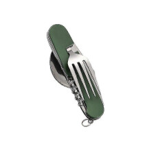 (green, One size) Tablespoon Set 4 In 1 Foldable Spoon Knife Fork Bottle Opener Stainless Steel Folding Pocket Kits Outdoor Tableware Set