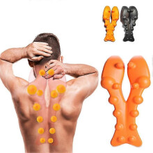 (Black, One size) Spondylobar massager Cervical spine massage pillow shoulder neck lumbar back pad acupressure massage stretch pillow ZD B2