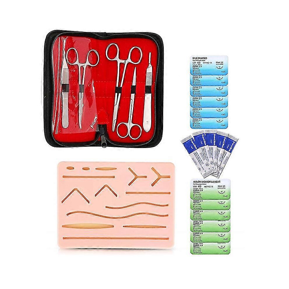 (As Show, One Size) Complete Suture Kit For Students,Including Silicone Suture Pad And Suture Tool Practice Suture Kit 5063595994180