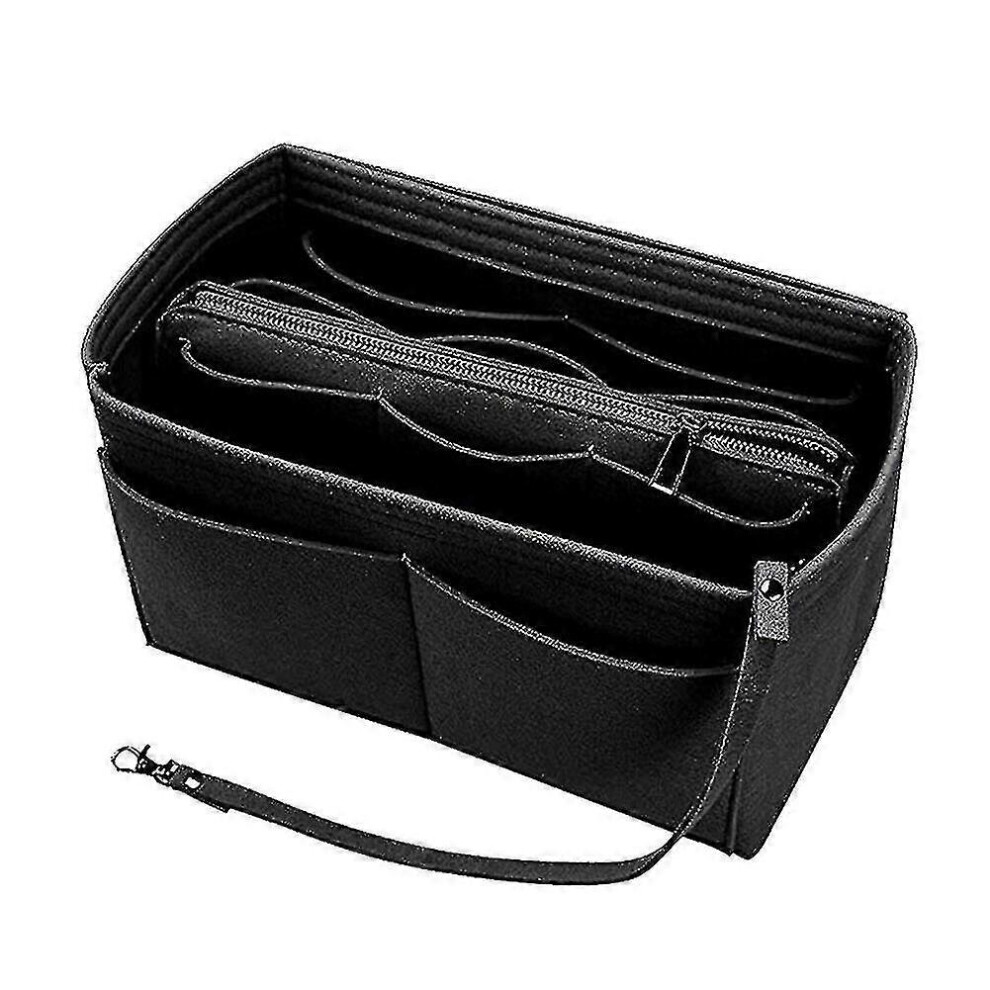 (M, Black) Felt Purse Insert Organizer Portable Cosmetic Bag Fit For Handbag Tote Various Bag 5062994792939