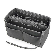 (L, Dark grey) Felt Purse Insert Organizer Portable Cosmetic Bag Fit For Handbag Tote Various Bag